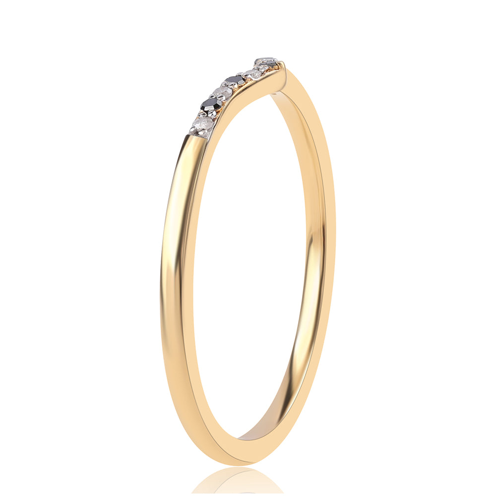 Inel din Argint 925 Placat cu Aur ( 1.33 grame ) cu Diamant Negru 0.07 Carate