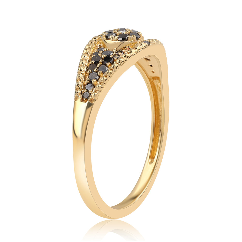 Inel din Argint 925 Placat cu Aur ( 2.41 grame ) cu Diamant Negru 0.32 Carate 2 