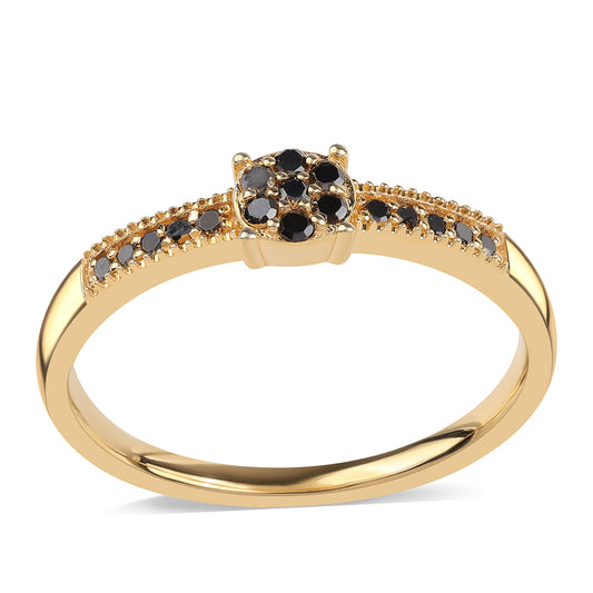 Inel din Argint 925 Placat cu Aur ( 2.14 grame ) cu Diamant Negru 0.19 Carate