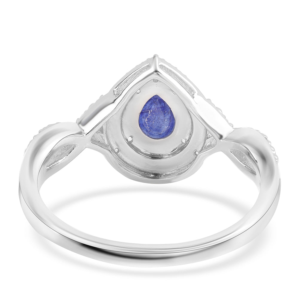 Inel din Argint 925 ( 3.45 grame ) cu Safir Albastru Australian și Topaz Alb 1.09 Carate 2 