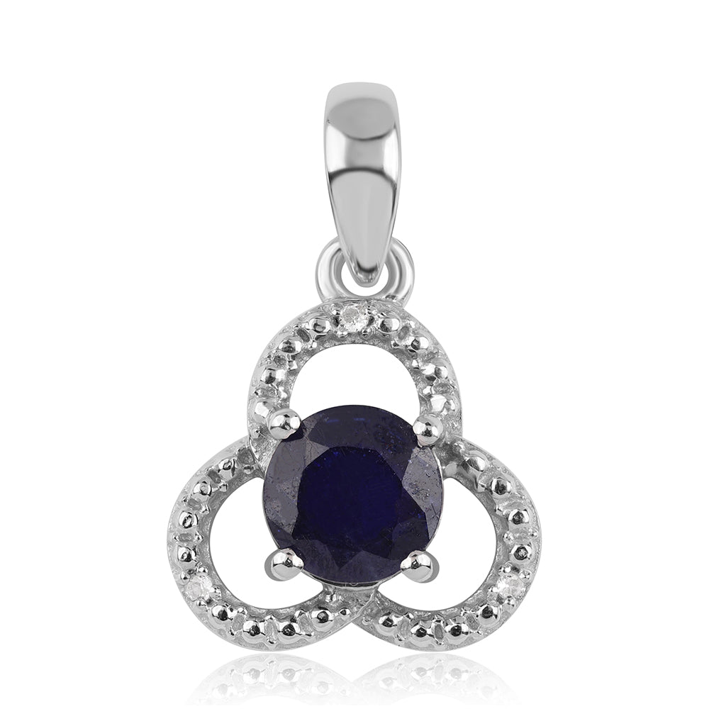 Pandantiv din Argint 925 ( 1.2 grame ) cu Safir Albastru Australian și Topaz Alb 1.39 Carate