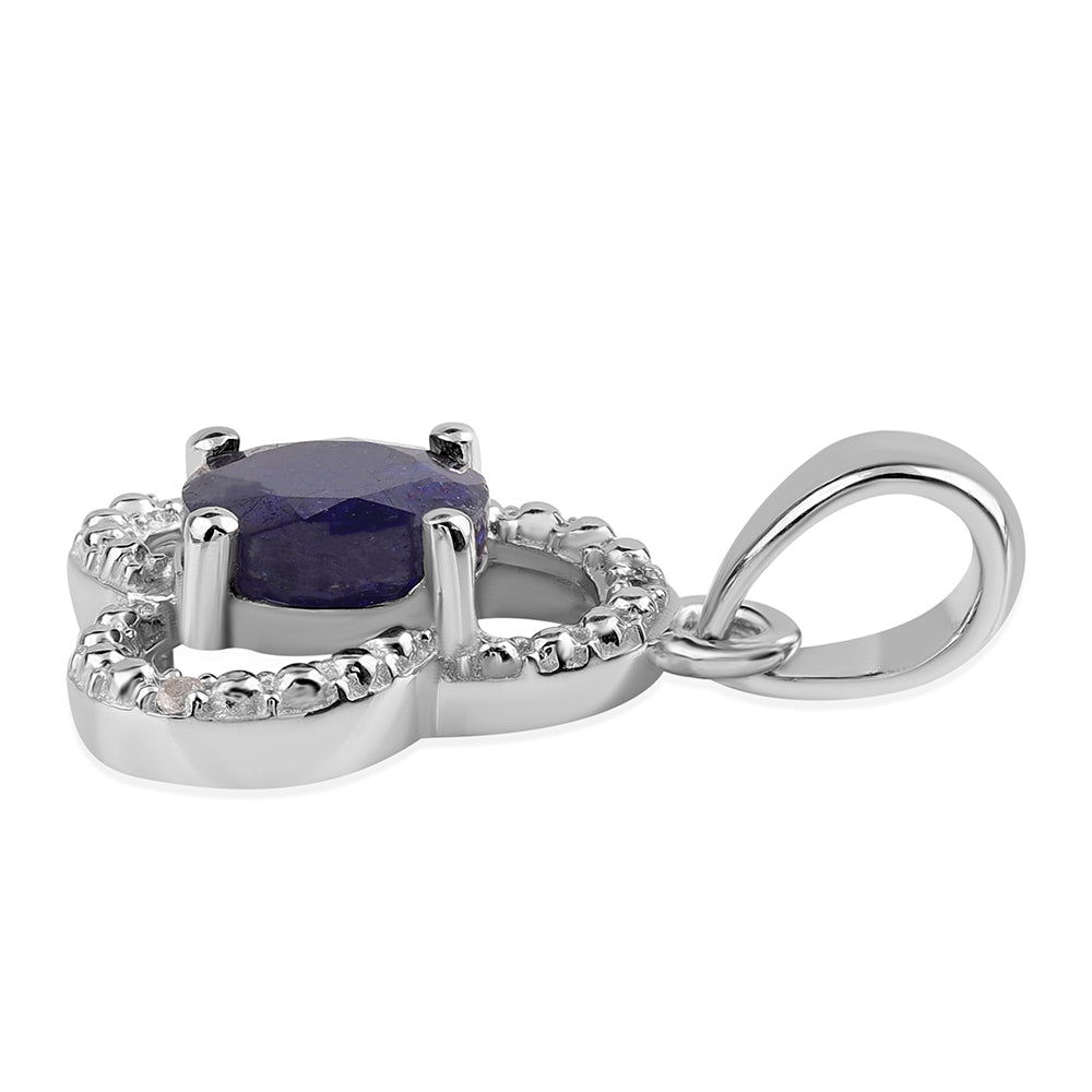 Pandantiv din Argint 925 ( 1.2 grame ) cu Safir Albastru Australian și Topaz Alb 1.39 Carate 2 