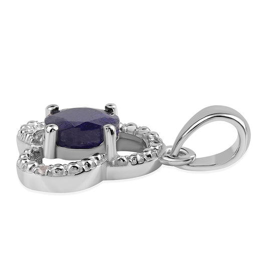 Pandantiv din Argint 925 ( 1.2 grame ) cu Safir Albastru Australian și Topaz Alb 1.39 Carate