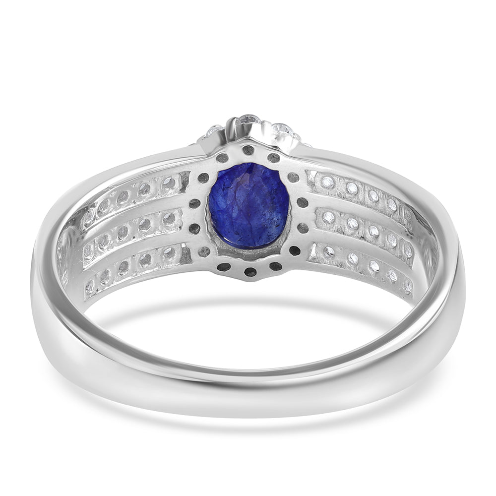 Inel din Argint 925 ( 4.24 grame ) cu Safir Albastru Australian și Topaz Alb 1.76 Carate 2 