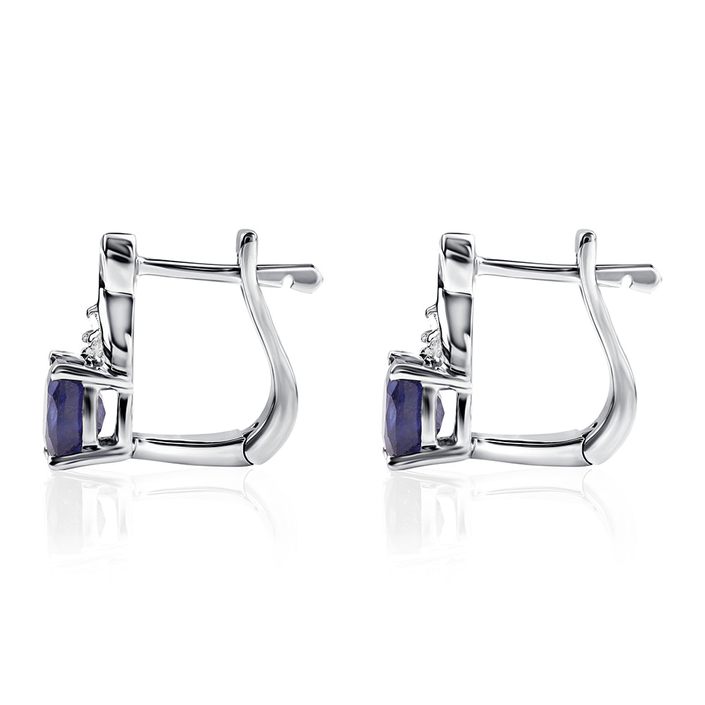 Cercei din Argint 925 ( 1.88 grame ) cu Safir Albastru Australian și Topaz Alb 2.05 Carate 2 