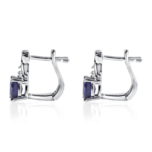 Cercei din Argint 925 ( 1.88 grame ) cu Safir Albastru Australian și Topaz Alb 2.05 Carate