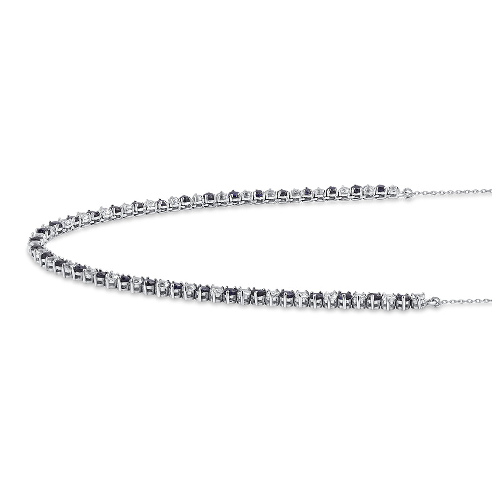 Colier din Argint 925 ( 7.25 grame ) cu Safir Albastru Australian și Topaz Alb 10.36 Carate