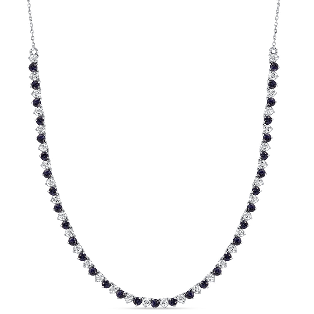 Colier din Argint 925 ( 7.25 grame ) cu Safir Albastru Australian și Topaz Alb 10.36 Carate 1 