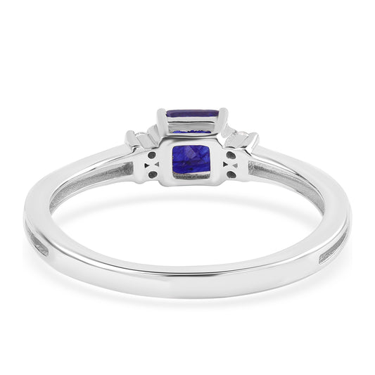 Inel din Argint 925 ( 1.99 grame ) cu Safir Albastru Australian și Topaz Alb 1.06 Carate