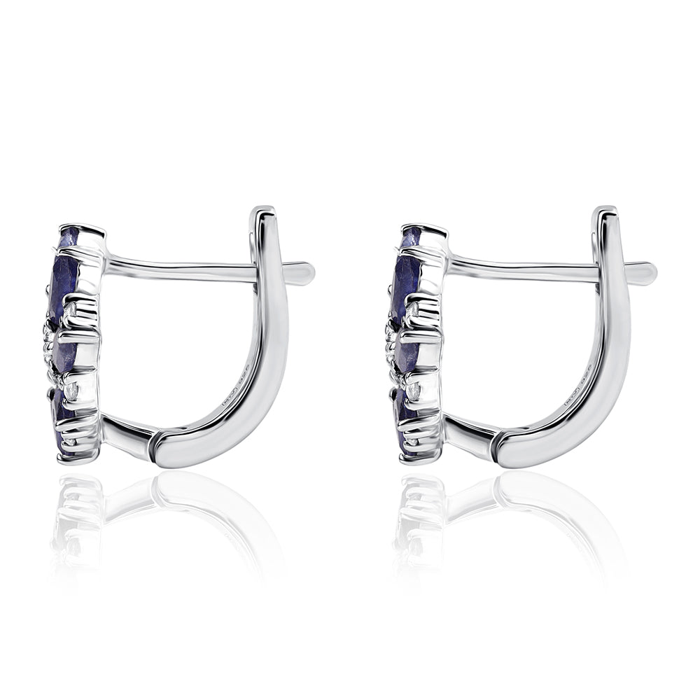 Cercei din Argint 925 ( 3.77 grame ) cu Safir Albastru Australian și Topaz Alb 2.05 Carate 3 