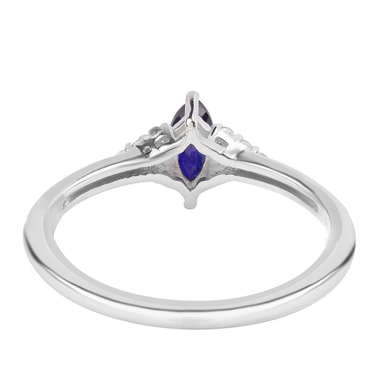 Inel din Argint 925 ( 1.77 grame ) cu Safir Albastru Australian și Topaz Alb 0.6 Carate