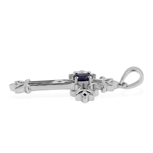 Cruce Pandantiv din Argint 925 ( 2.24 grame ) cu Safir Albastru Australian 0.35 Carate