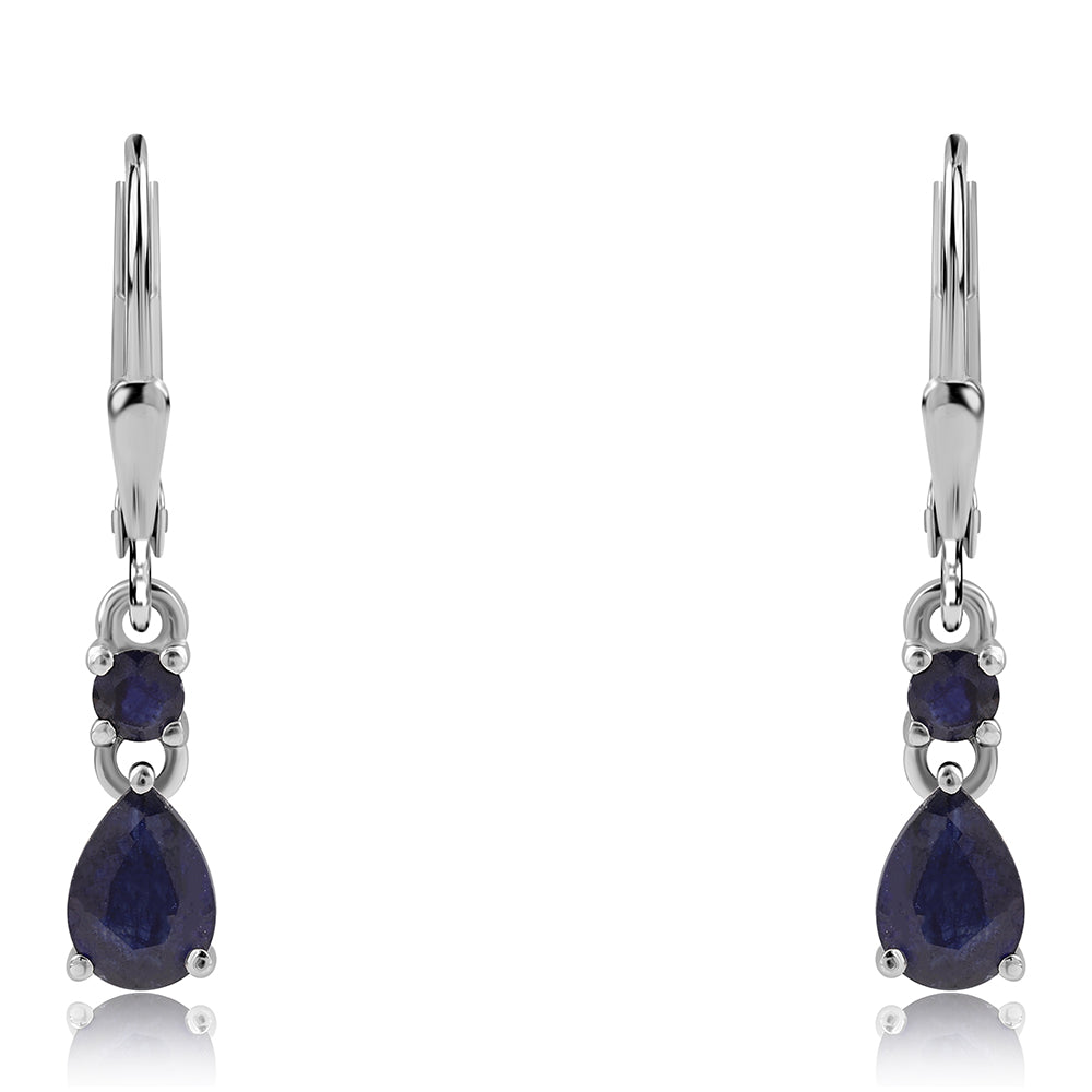 Cercei din Argint 925 ( 1.72 grame ) cu Safir Albastru Australian 2.36 Carate
