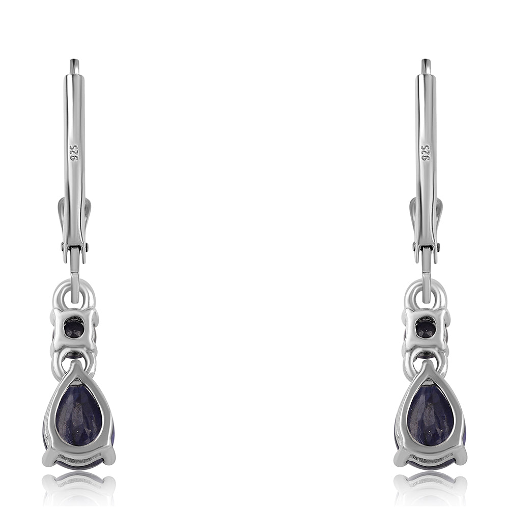 Cercei din Argint 925 ( 1.72 grame ) cu Safir Albastru Australian 2.36 Carate 3 