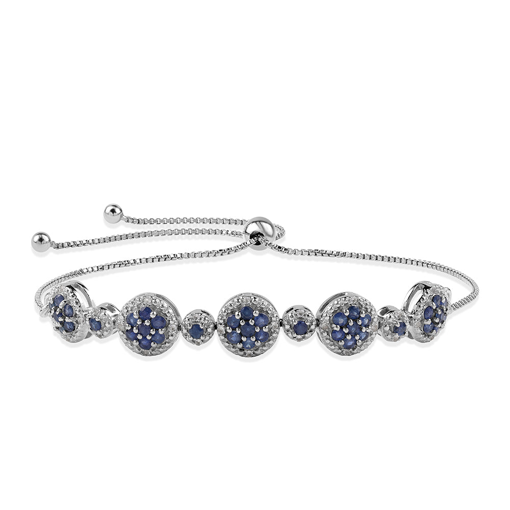 Brățară din Argint 925 ( 6.51 grame ) cu Safir Albastru Australian și Topaz Alb 1.66 Carate