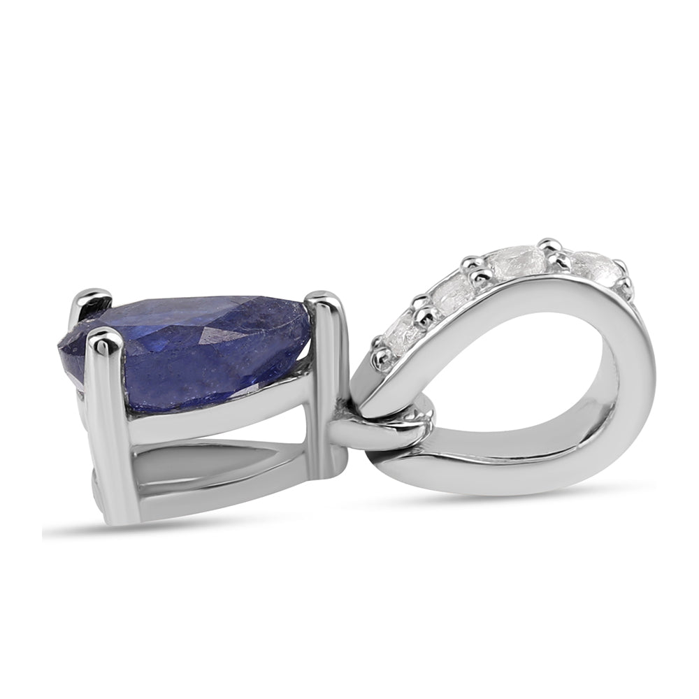 Pandantiv din Argint 925 ( 0.59 grame ) cu Safir Albastru Australian și Topaz Alb 0.73 Carate 2 