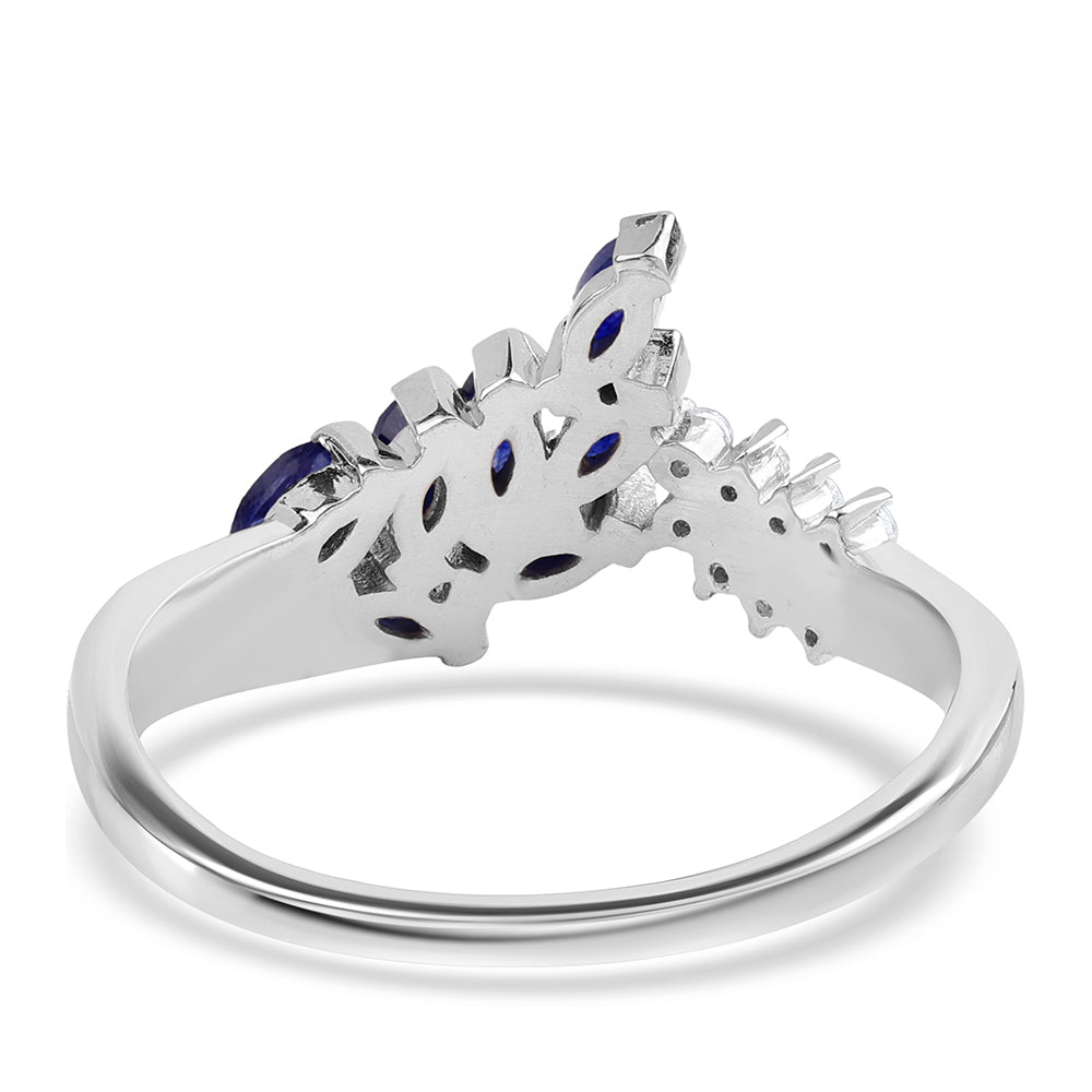 Inel din Argint 925 ( 3 grame ) cu Safir Albastru Australian și Topaz Alb 0.82 Carate 2 