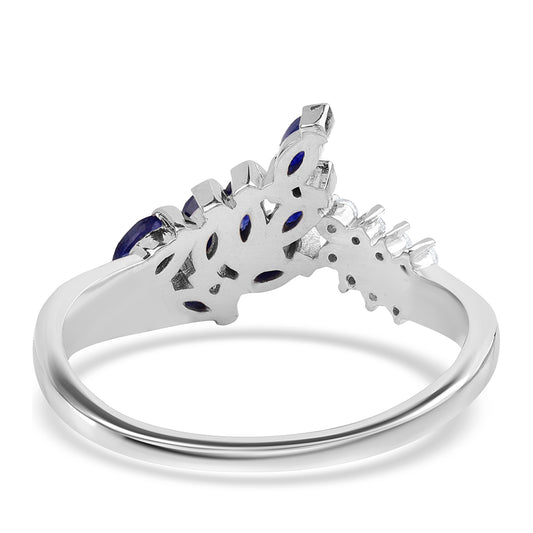 Inel din Argint 925 ( 3 grame ) cu Safir Albastru Australian și Topaz Alb 0.82 Carate