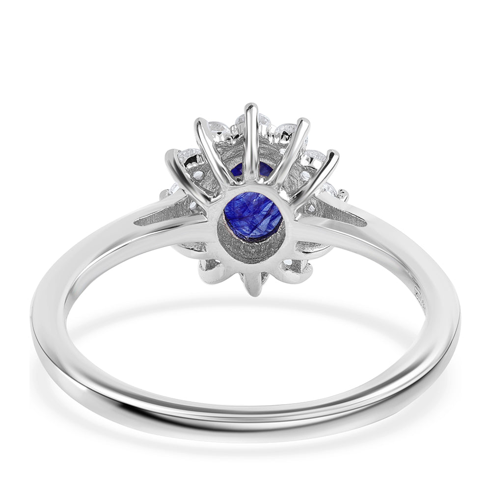 Inel din Argint 925 ( 2.6 grame ) cu Safir Albastru Australian și Topaz Alb 1.58 Carate 2 