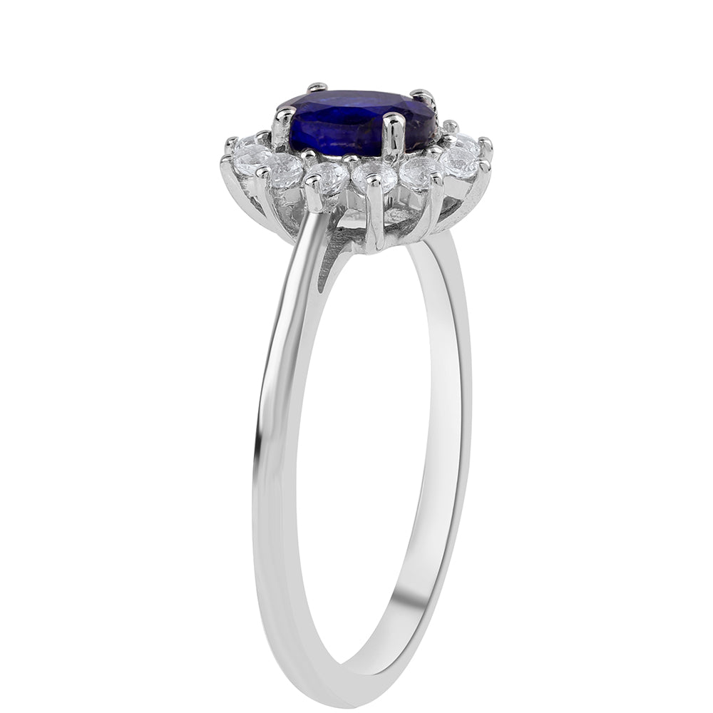 Inel din Argint 925 ( 2.6 grame ) cu Safir Albastru Australian și Topaz Alb 1.58 Carate 3 