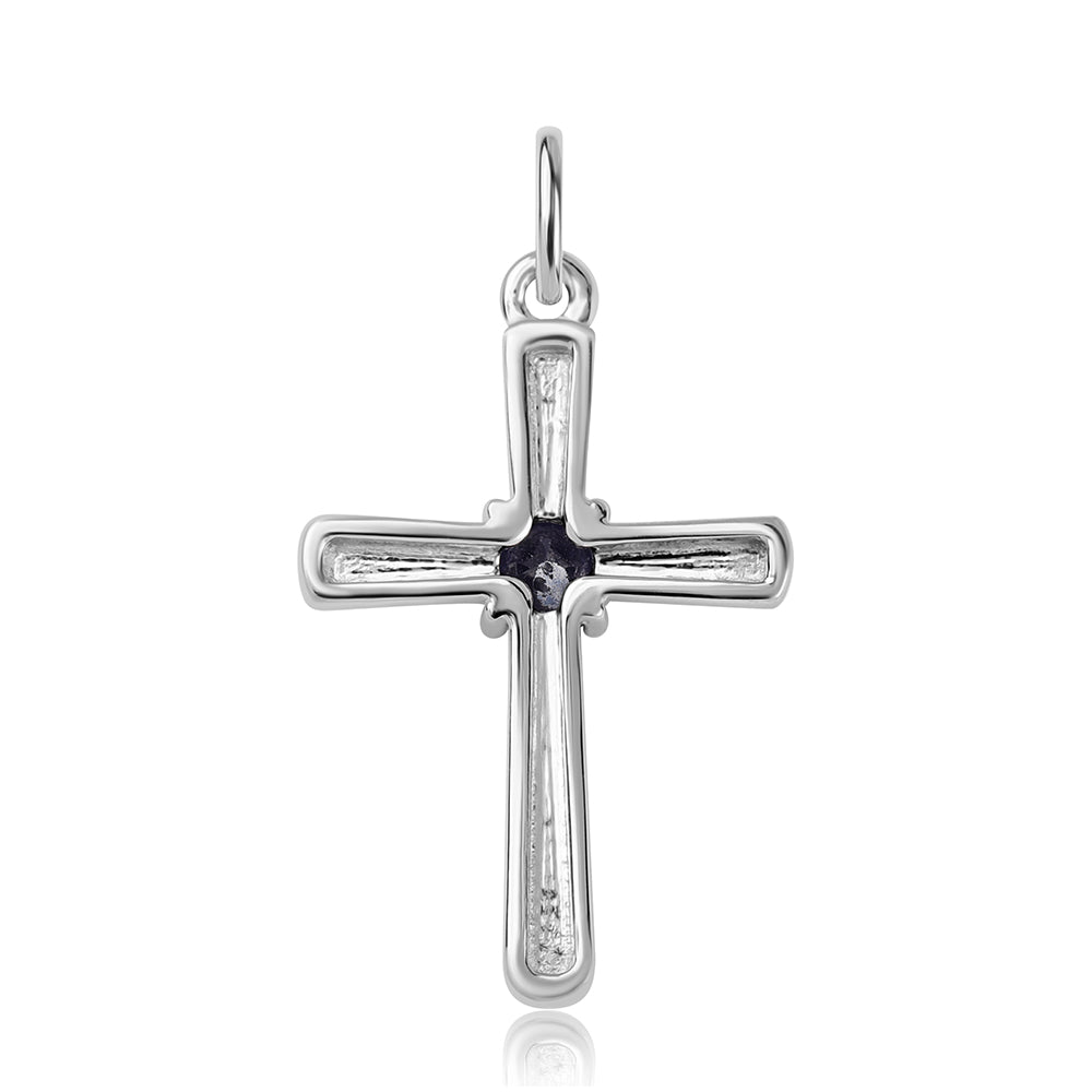Cruce Pandantiv din Argint 925 ( 1.93 grame ) cu Safir Albastru Australian 0.8 Carate 3 
