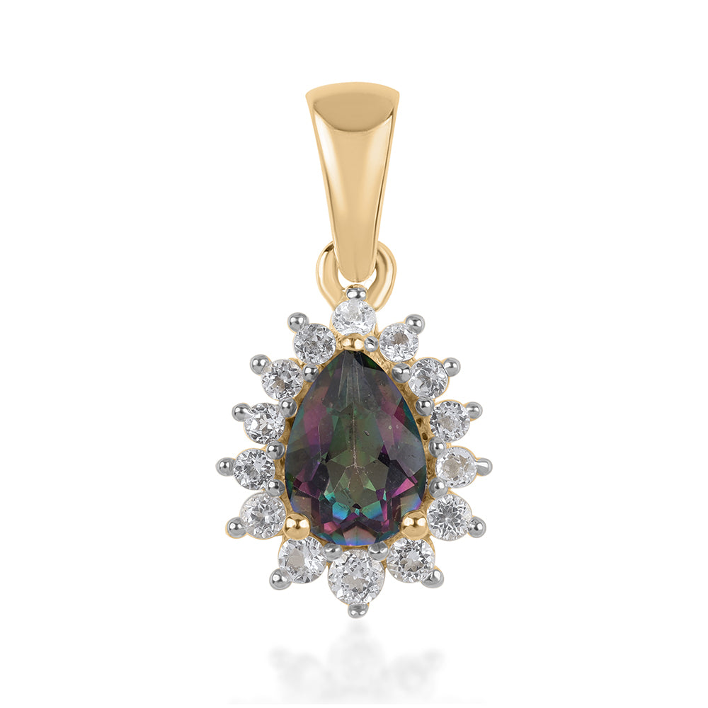 Pandantiv din Argint 925 Placat cu Aur ( 0.84 grame ) cu Topaz Mistic și Topaz Alb 1.14 Carate