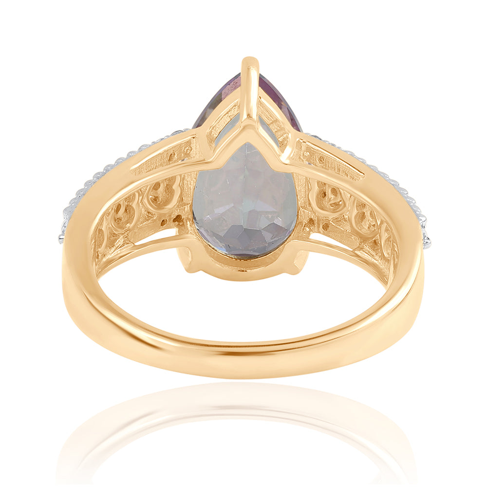 Inel din Argint 925 Placat cu Aur ( 4.31 grame ) cu Topaz Mistic și Topaz Alb 4.61 Carate