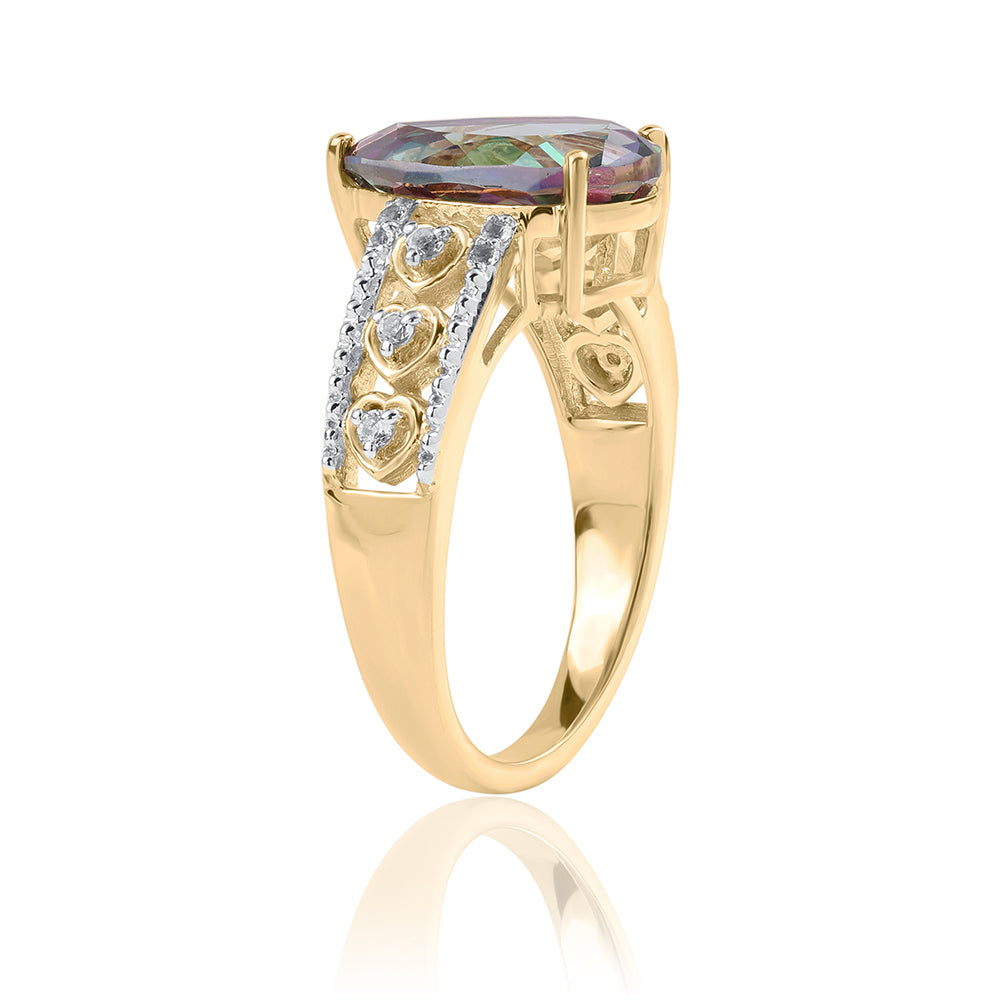 Inel din Argint 925 Placat cu Aur ( 4.31 grame ) cu Topaz Mistic și Topaz Alb 4.61 Carate