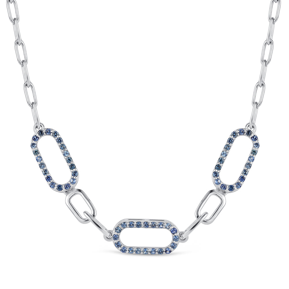 Colier din Argint 925 ( 8.09 grame ) cu Safir Albastru Australian 0.9 Carate 1 