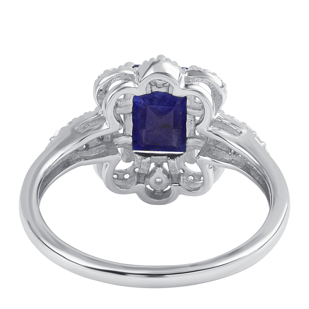 Inel din Argint 925 ( 2.59 grame ) cu Safir Albastru Australian și Topaz Alb 2.67 Carate