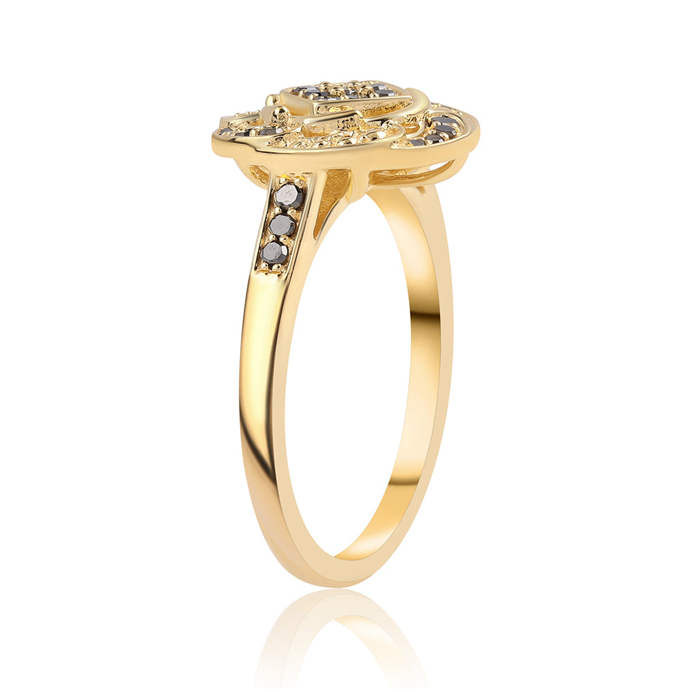 Inel din Argint 925 Placat cu Aur ( 3.86 grame ) cu Diamant Negru 0.27 Carate 2 