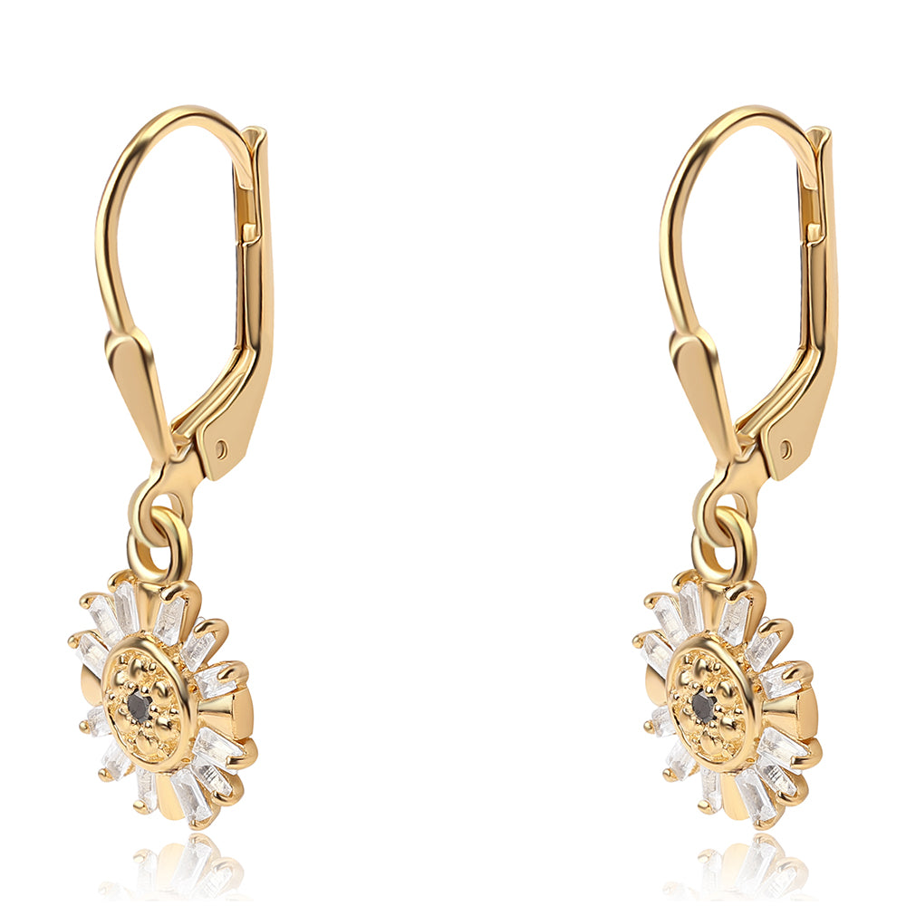 Cercei din Argint 925 Placat cu Aur ( 1.77 grame ) cu Diamant Negru și Topaz Alb 2.18 Carate 2 