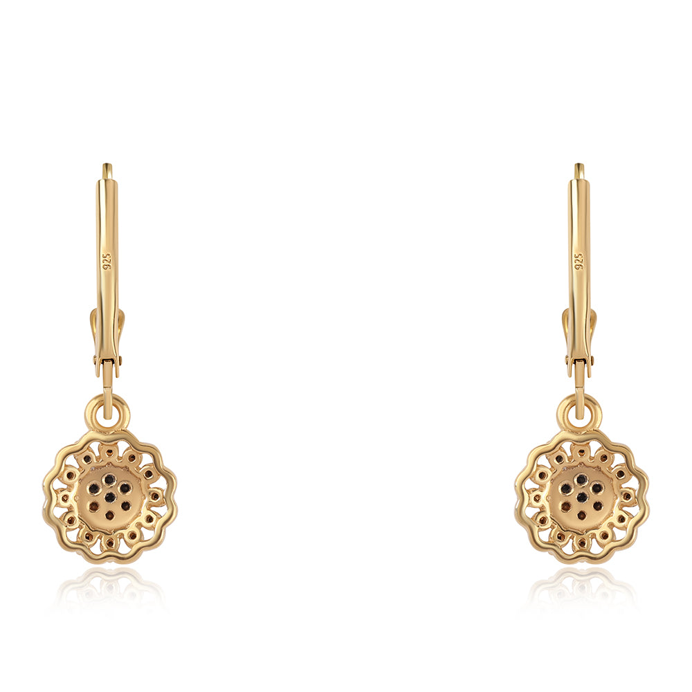 Cercei din Argint 925 Placat cu Aur ( 1.75 grame ) cu Diamant Negru 0.23 Carate