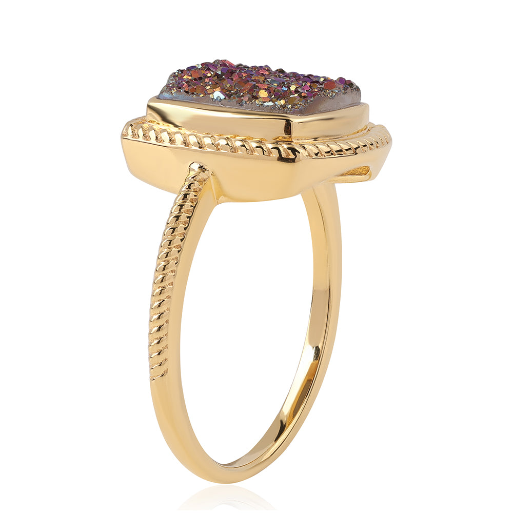 Inel din Argint 925 Placat cu Aur ( 3.91 grame ) cu Drusă Violet 4.64 Carate