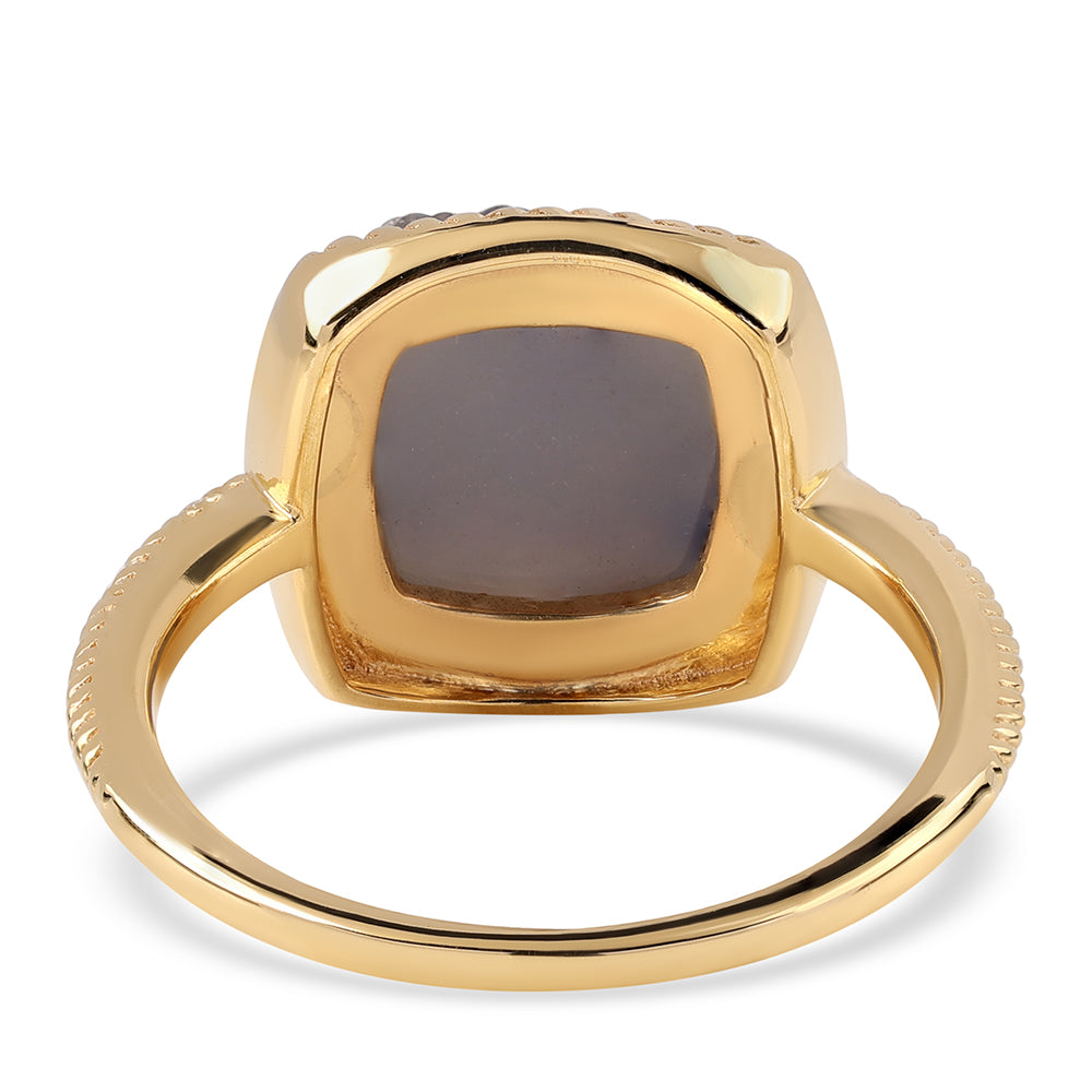 Inel din Argint 925 Placat cu Aur ( 3.91 grame ) cu Drusă Violet 4.64 Carate