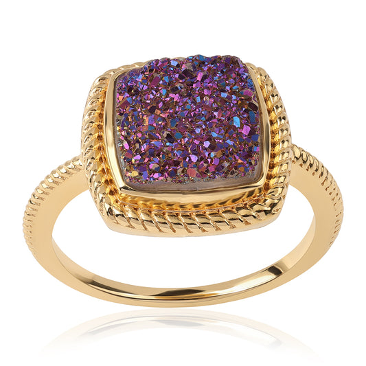 Inel din Argint 925 Placat cu Aur ( 3.91 grame ) cu Drusă Violet 4.64 Carate