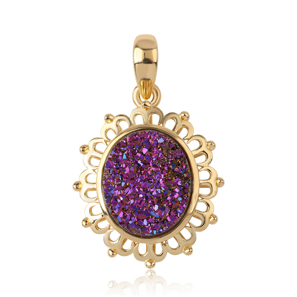 Pandantiv din Argint 925 Placat cu Aur ( 2.38 grame ) cu Drusă Violet 4.33 Carate 1 