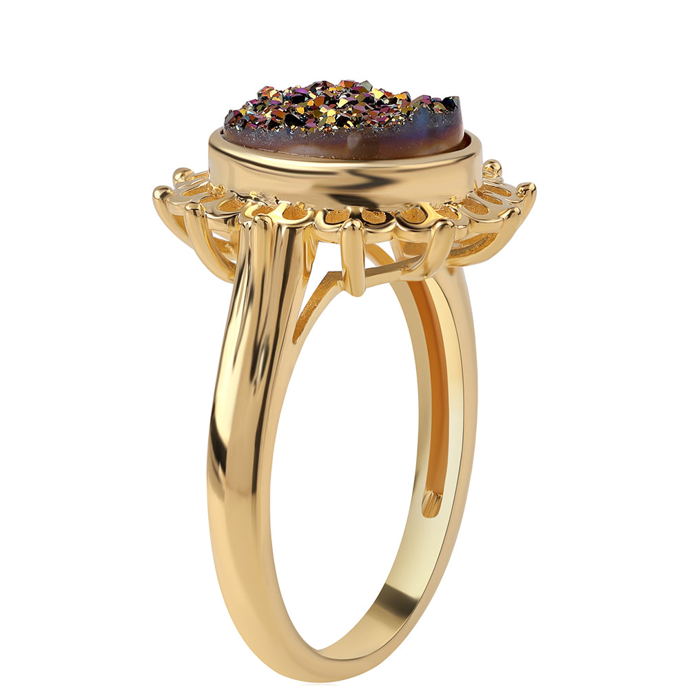 Inel din Argint 925 Placat cu Aur ( 4.12 grame ) cu Drusă Violet 4.33 Carate 2 