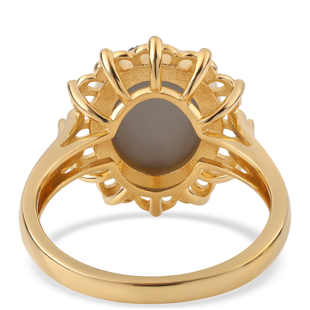 Inel din Argint 925 Placat cu Aur ( 4.12 grame ) cu Drusă Violet 4.33 Carate 3 