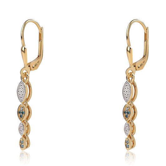 Cercei din Argint 925 Placat cu Aur ( 2.17 grame ) cu Diamant Albastru 0.18 Carate