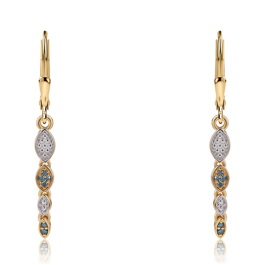 Cercei din Argint 925 Placat cu Aur ( 2.17 grame ) cu Diamant Albastru 0.18 Carate