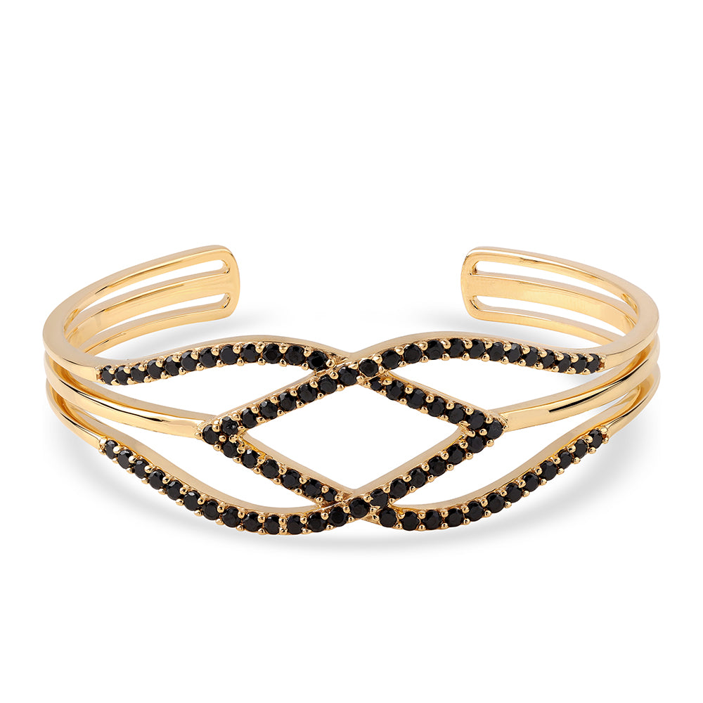 Brățară din Argint 925 Placat cu Aur ( 20.25 grame ) cu Spinel Negru 3.28 Carate