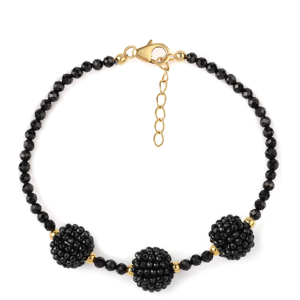 Brățară din Argint 925 Placat cu Aur ( 0.98 grame ) cu Spinel Negru 35 Carate 1 