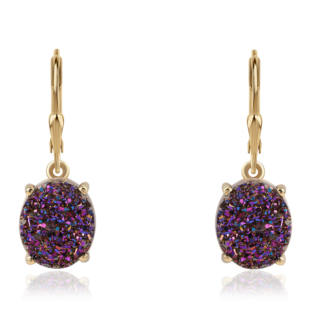 Cercei din Argint 925 Placat cu Aur ( 2.16 grame ) cu Drusă Violet 8.38 Carate