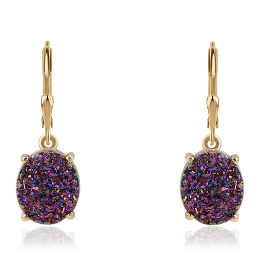 Cercei din Argint 925 Placat cu Aur ( 2.16 grame ) cu Drusă Violet 8.38 Carate