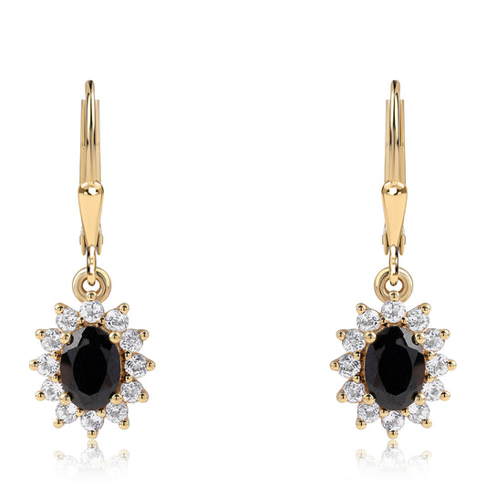 Cercei din Argint 925 Placat cu Aur ( 2.89 grame ) cu Spinel Negru și Topaz Alb 2.94 Carate