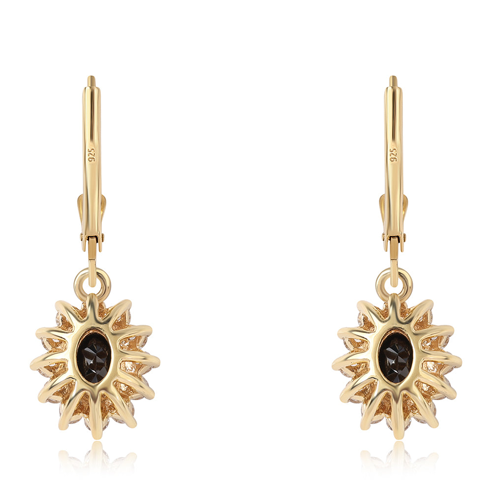 Cercei din Argint 925 Placat cu Aur ( 2.89 grame ) cu Spinel Negru și Topaz Alb 2.94 Carate