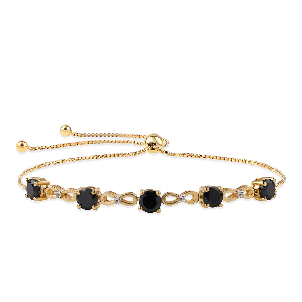 Brățară din Argint 925 Placat cu Aur ( 3.97 grame ) cu Spinel Negru și Topaz Alb 3.39 Carate