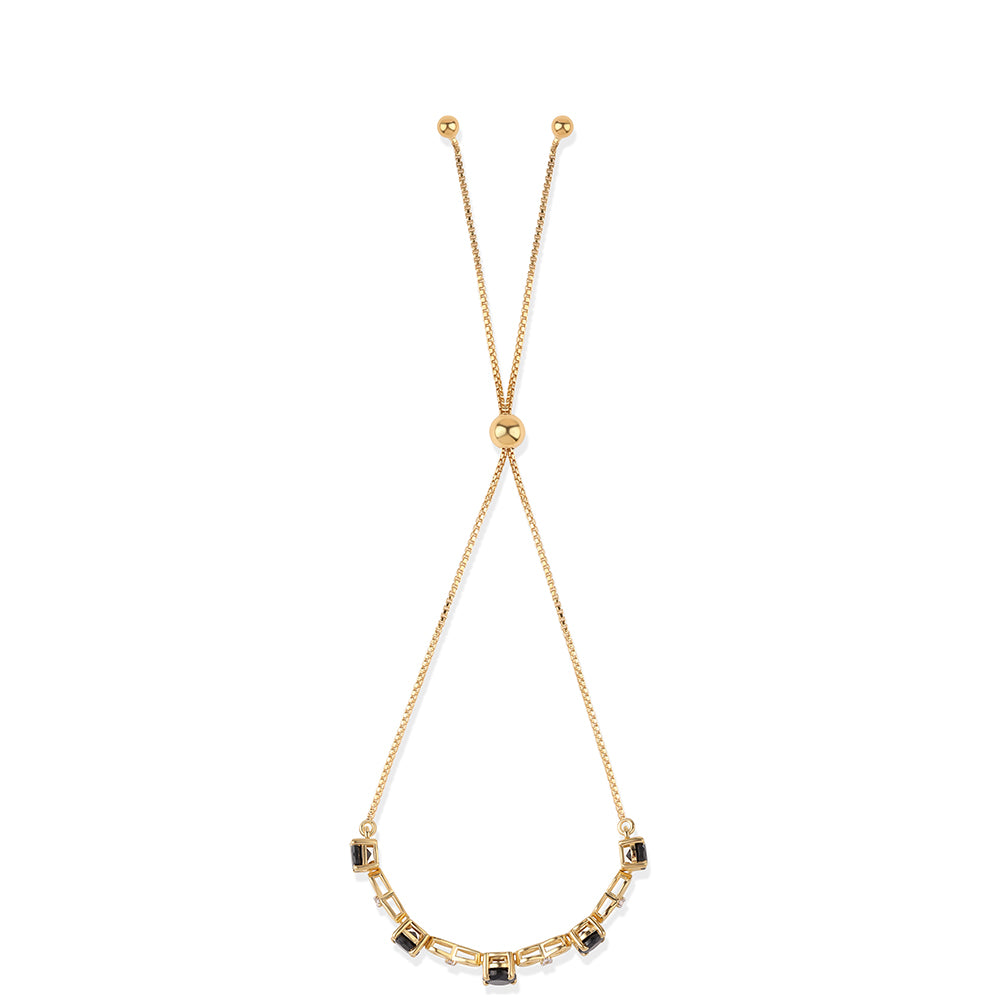 Brățară din Argint 925 Placat cu Aur ( 3.97 grame ) cu Spinel Negru și Topaz Alb 3.39 Carate 3 