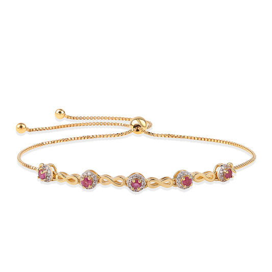 Brățară din Argint 925 Placat cu Aur ( 3.68 grame ) cu Rubin Mozambic și Topaz Alb 1.1 Carate